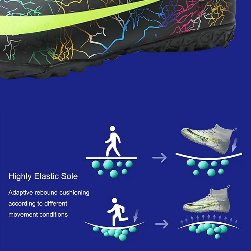 Maylrvjv Men's High-Top Soccer Shoes Anti-Slip Wear-Resistant Football Boots Spikes Athletic Shoes