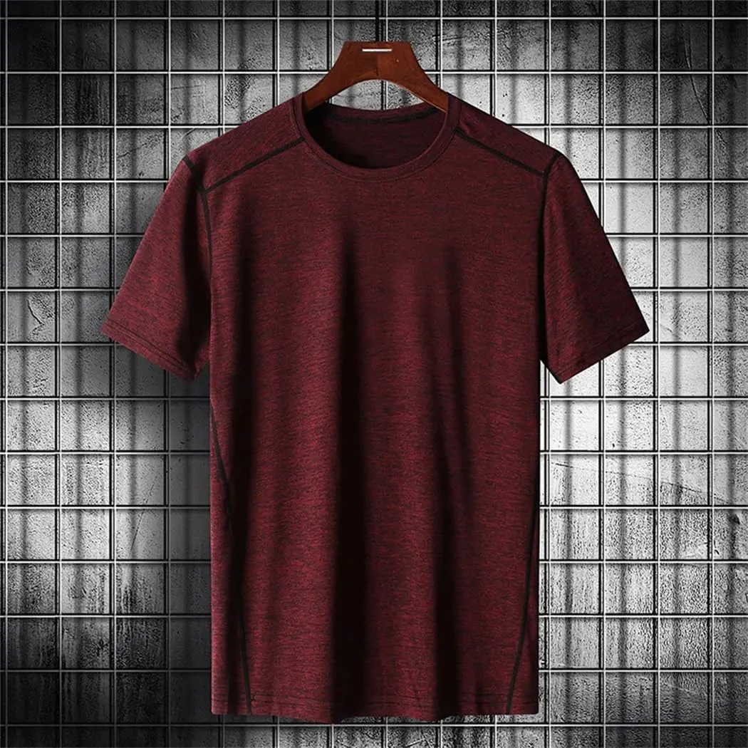 Men O-Neck Quick Dry Sport T Shirt Short Sleeves Summer Casual Cotton Top Tees Tshirt