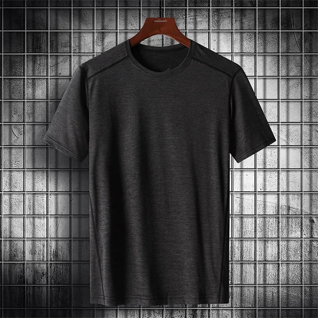 Men O-Neck Quick Dry Sport T Shirt Short Sleeves Summer Casual Cotton Top Tees Tshirt