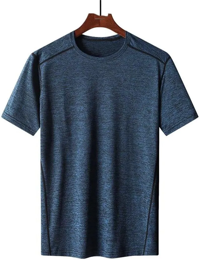 Men O-Neck Quick Dry Sport T Shirt Short Sleeves Summer Casual Cotton Top Tees Tshirt