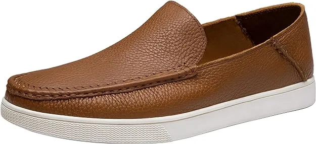 Men's Brown Casual Leather Slip On Loafer Shoes