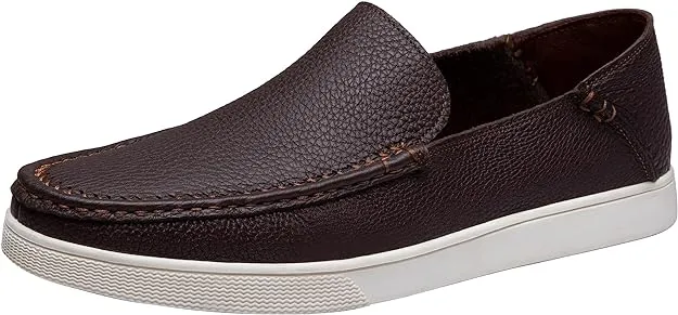 Men's Brown Casual Leather Slip On Loafer Shoes