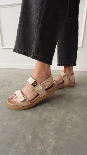 Natural Raffia Slingback Sandals