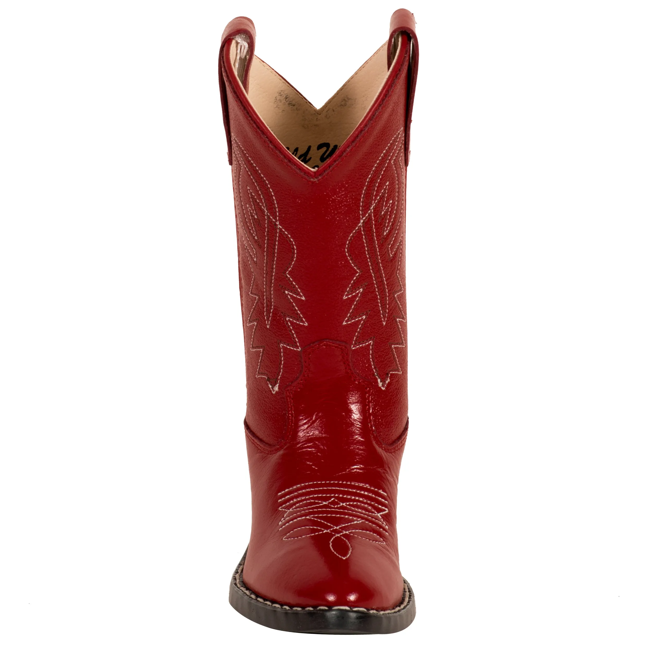 Old West Red Childrens Girls Corona Leather J Toe Cowboy Western Boots 1.5 D