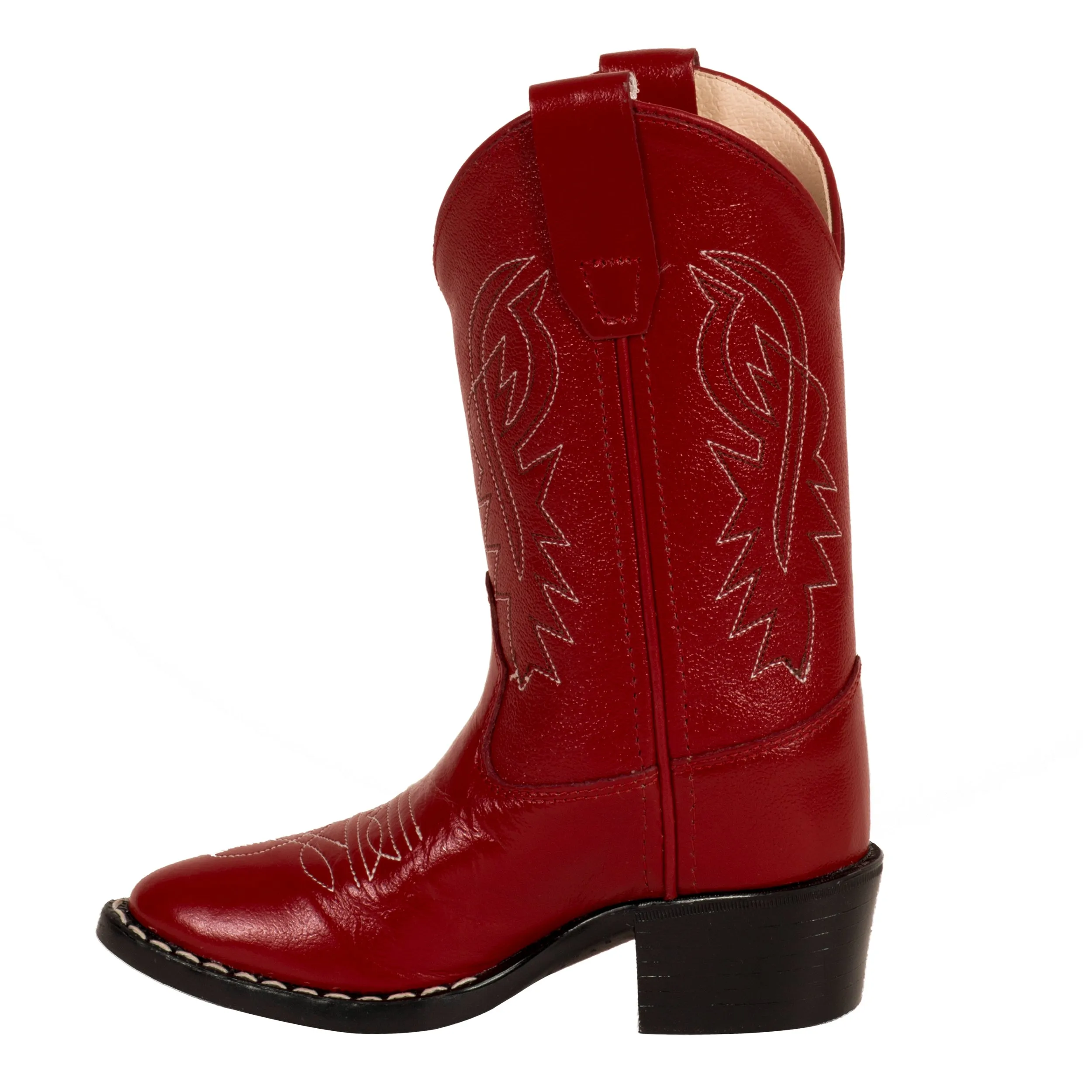 Old West Red Childrens Girls Corona Leather J Toe Cowboy Western Boots 1.5 D