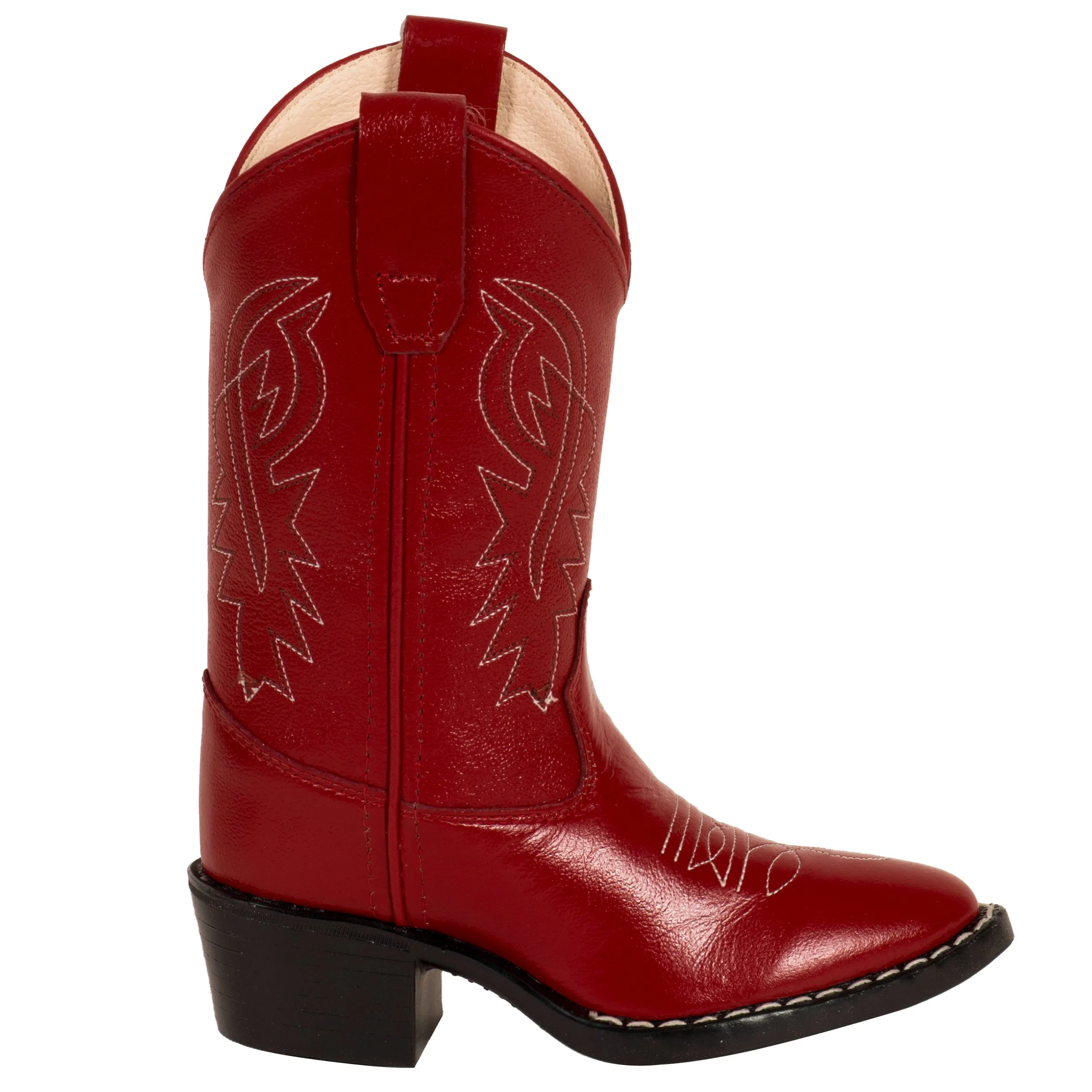 Old West Red Childrens Girls Corona Leather J Toe Cowboy Western Boots 1.5 D