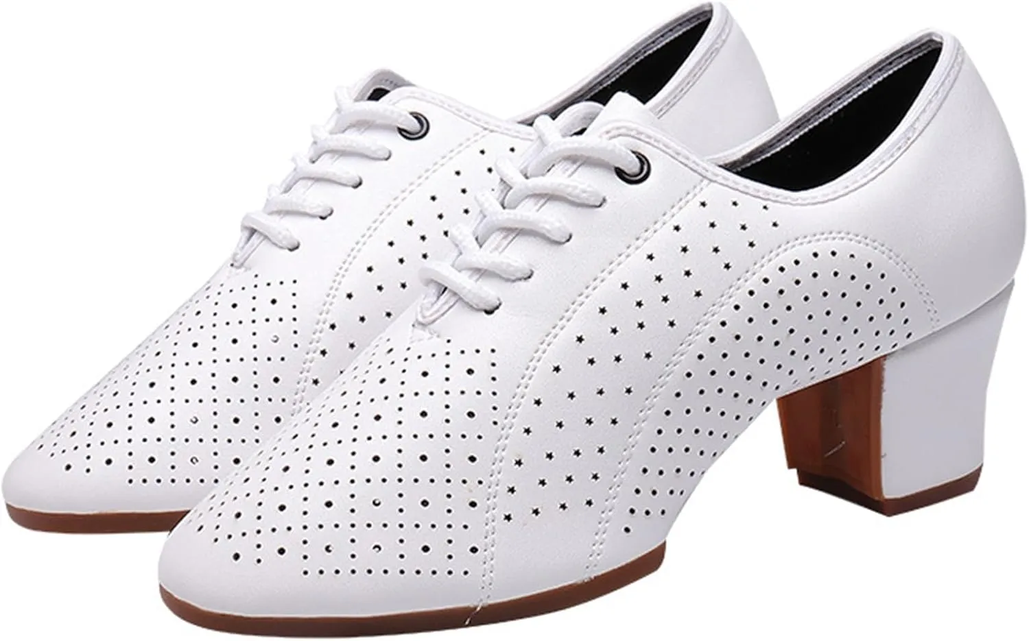 ONAIC Women's Ballroom Latin Salsa Dance Shoes Lace-Up Latin Dancing Shoes with Split Sole