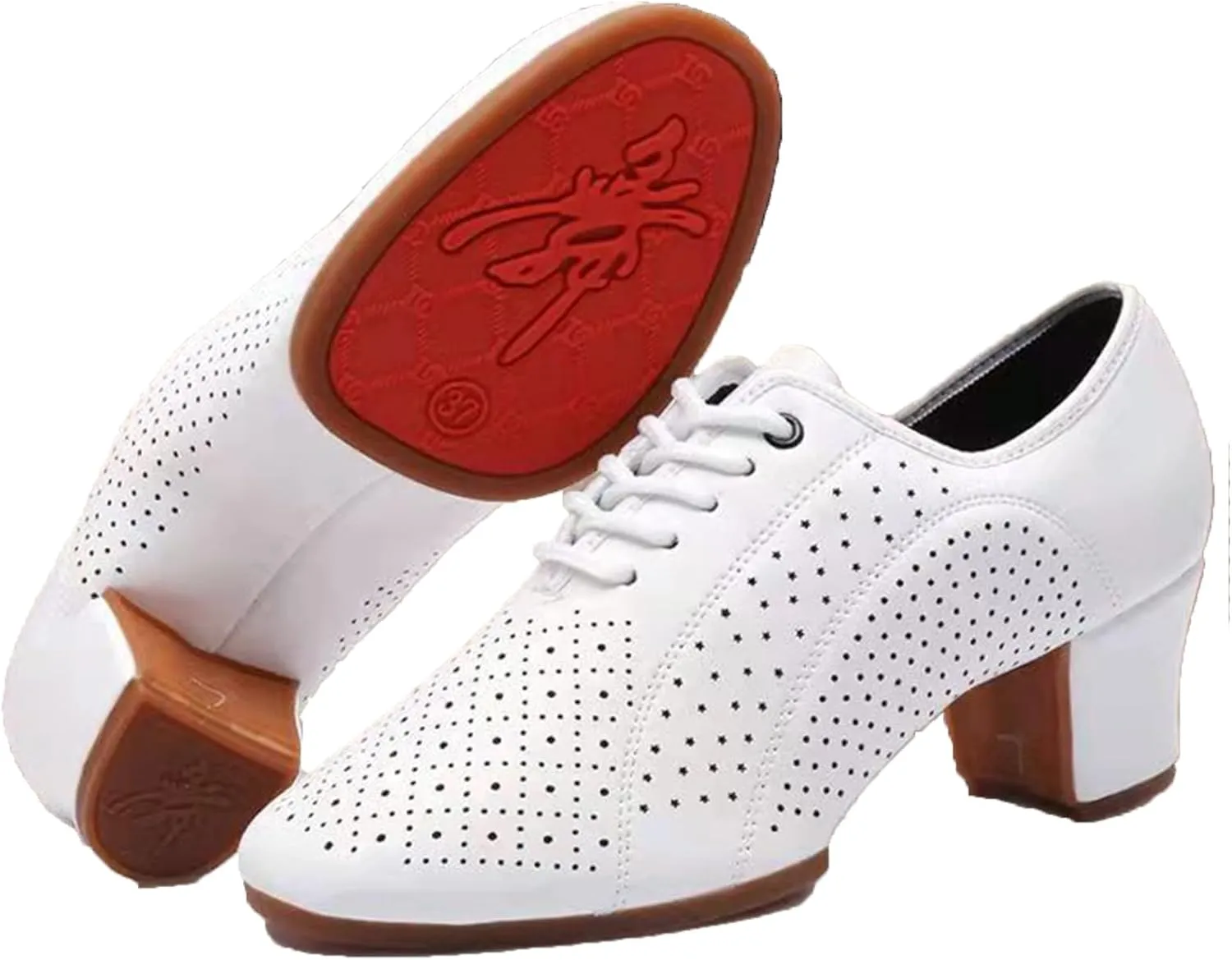 ONAIC Women's Ballroom Latin Salsa Dance Shoes Lace-Up Latin Dancing Shoes with Split Sole