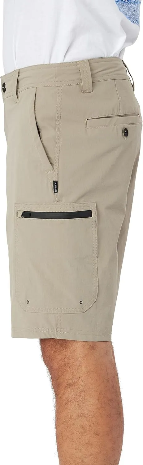 O'NEILL Men's 20 Inch TRVLR Cargo Hybrid Shorts - Water Resistant Mens Shorts with Elastic Waist and Quick Dry Stretch Fabric