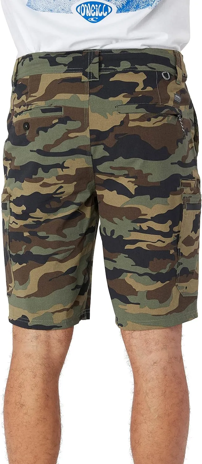 O'NEILL Men's 20 Inch TRVLR Cargo Hybrid Shorts - Water Resistant Mens Shorts with Elastic Waist and Quick Dry Stretch Fabric
