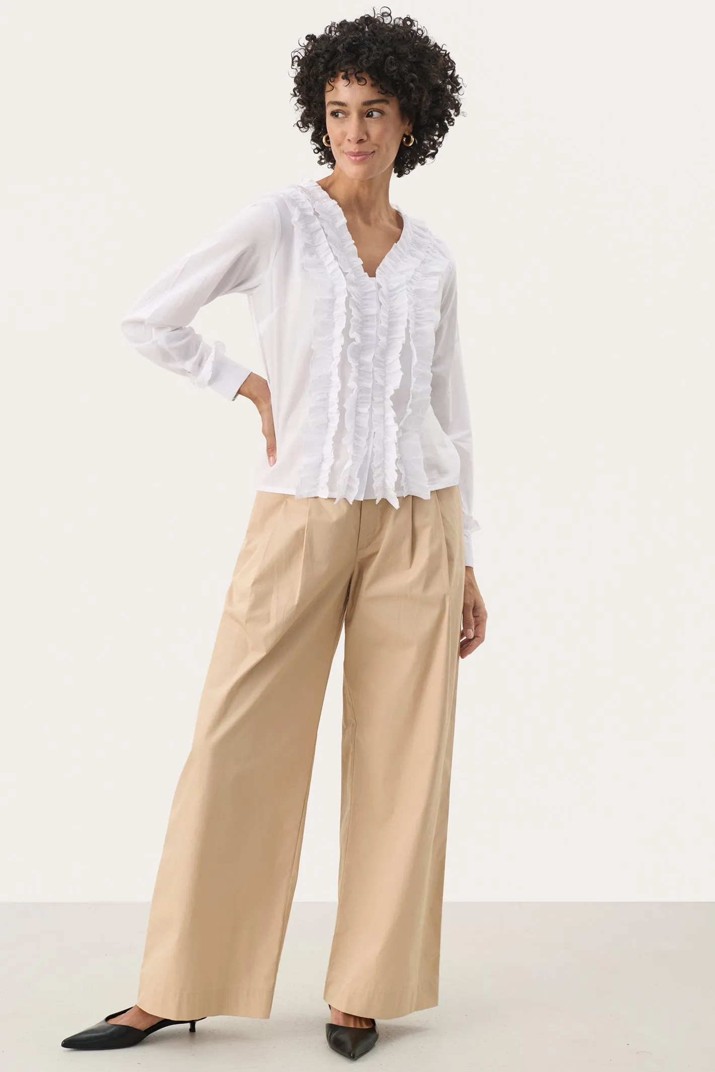Part Two 30309562 NoellaPW Cotton Shirt with Frill Detailing Bright White