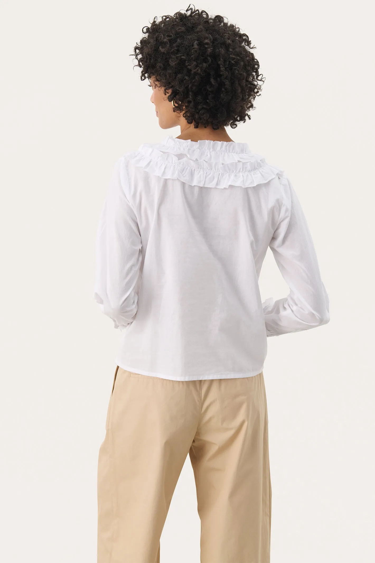 Part Two 30309562 NoellaPW Cotton Shirt with Frill Detailing Bright White
