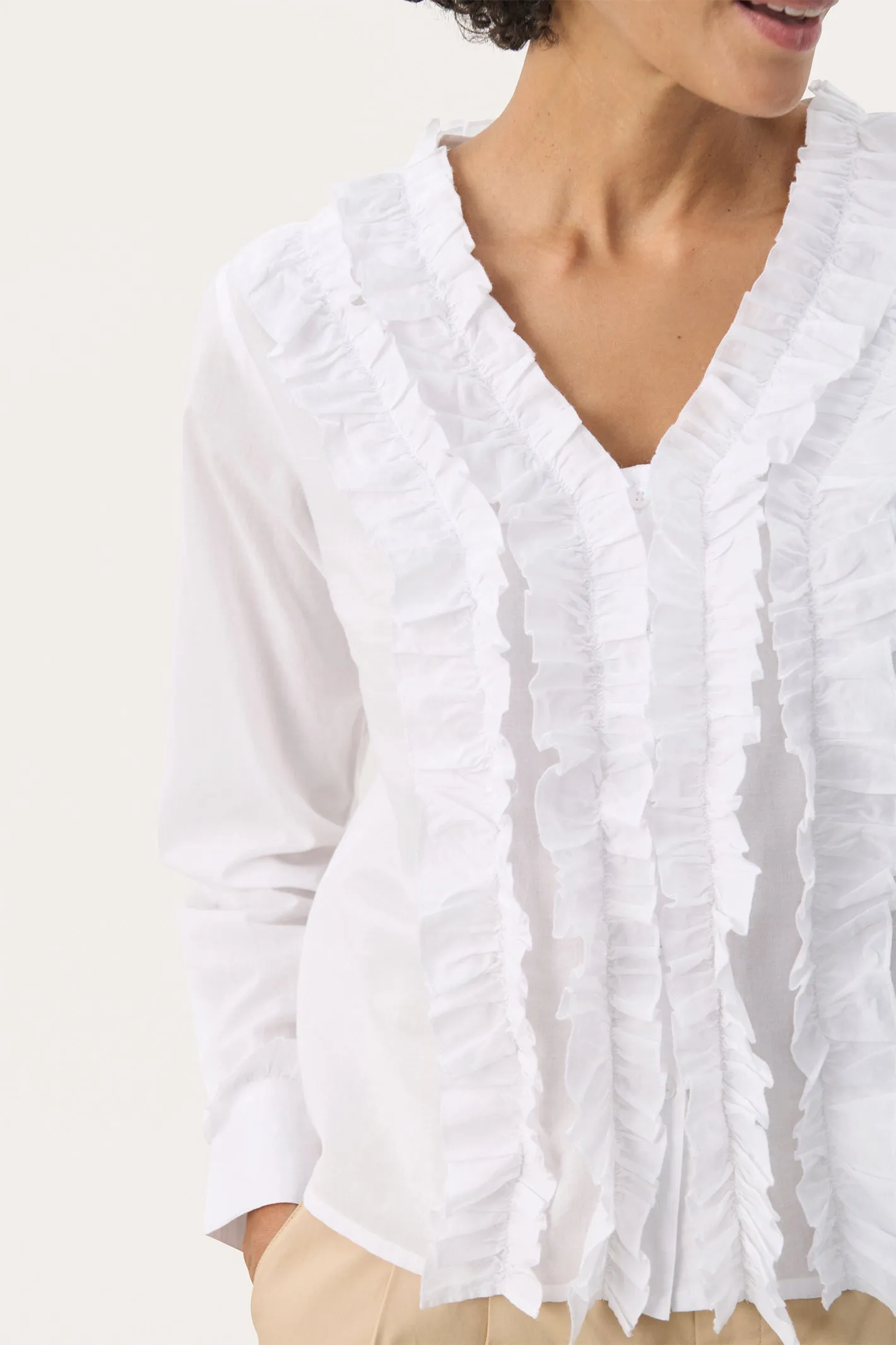 Part Two 30309562 NoellaPW Cotton Shirt with Frill Detailing Bright White