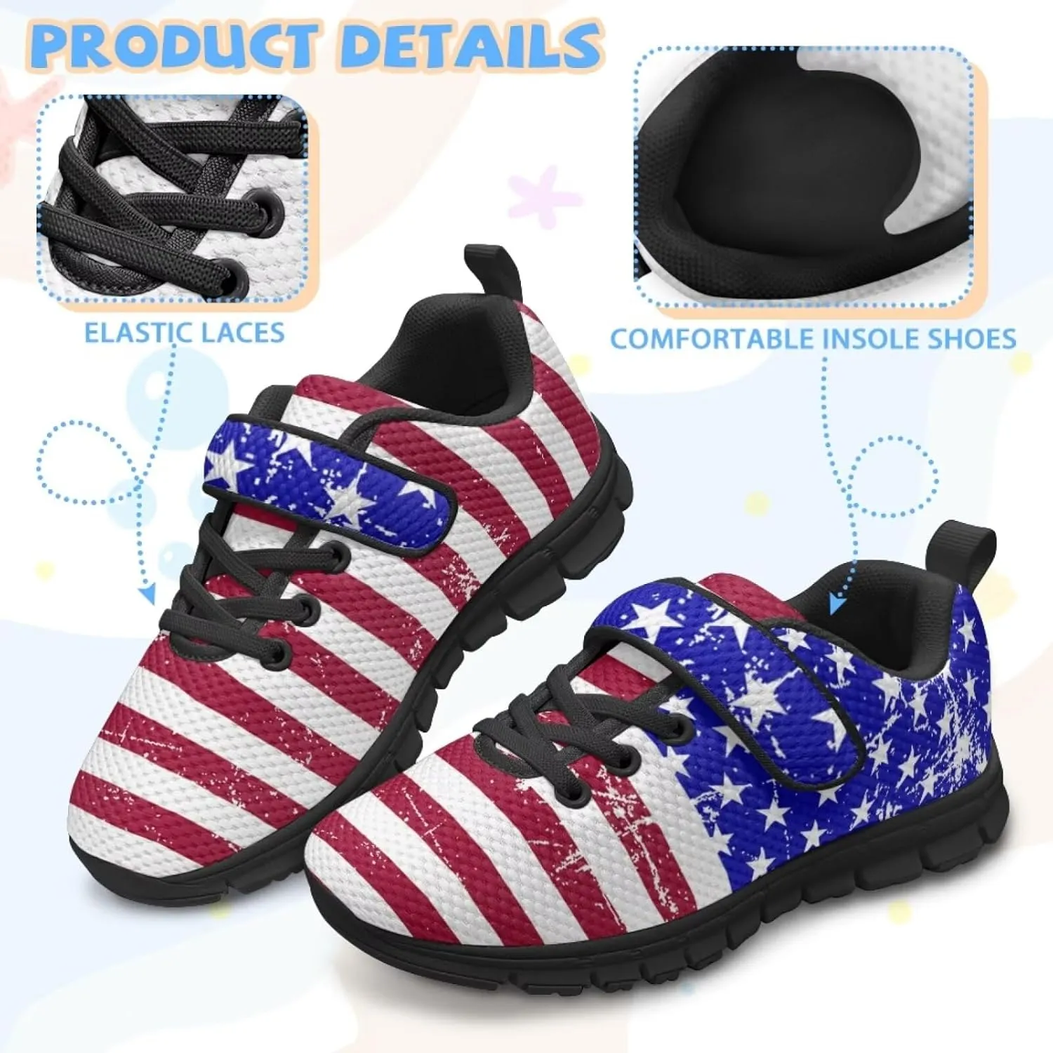 Print Shoes for Kids Boys Cute Shoes for Running Walking Slip On Shoes