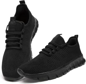 QIJGS Running Shoes for Men Tennis Athletic Gym Sneakers Mesh Lightweight Sports Fashion Workout Casual Shoes-Black-6.5