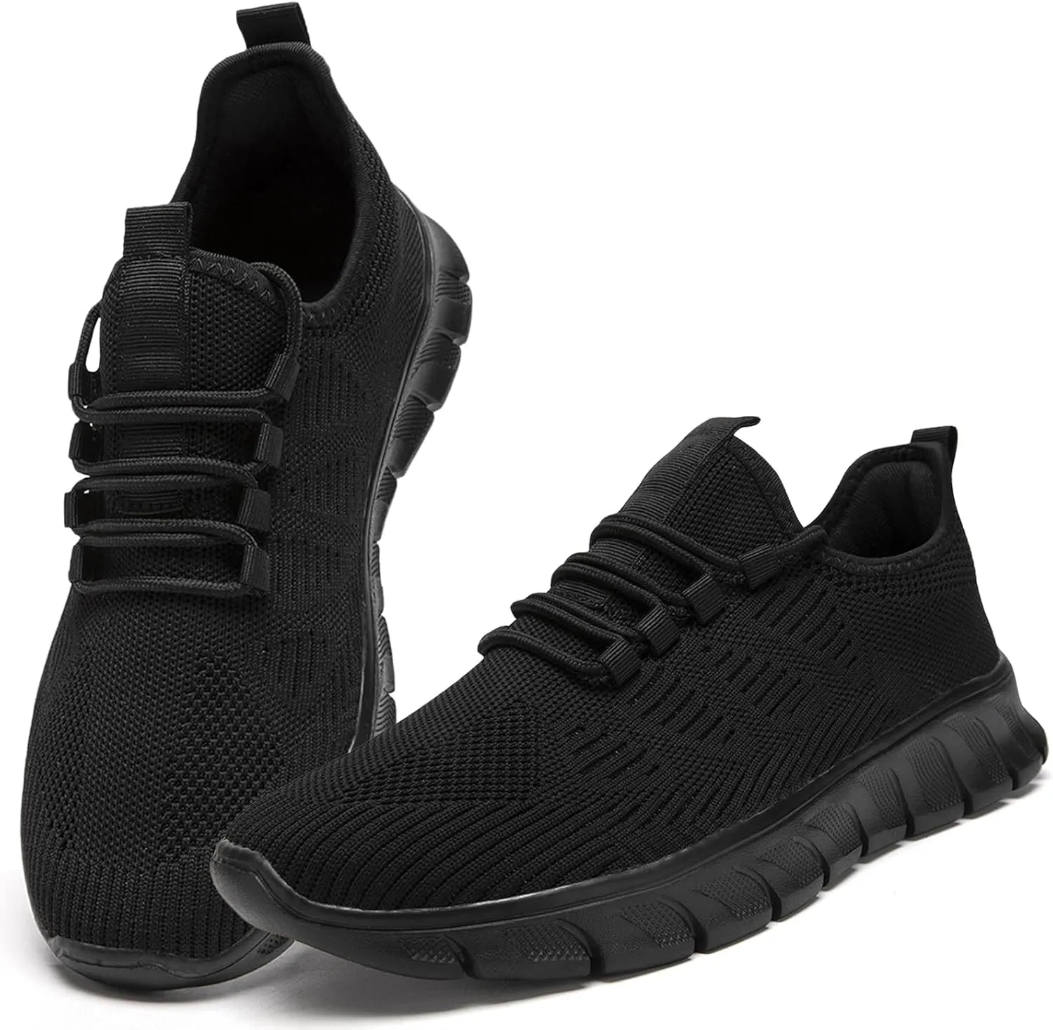 QIJGS Running Shoes for Men Tennis Athletic Gym Sneakers Mesh Lightweight Sports Fashion Workout Casual Shoes-Black-6.5
