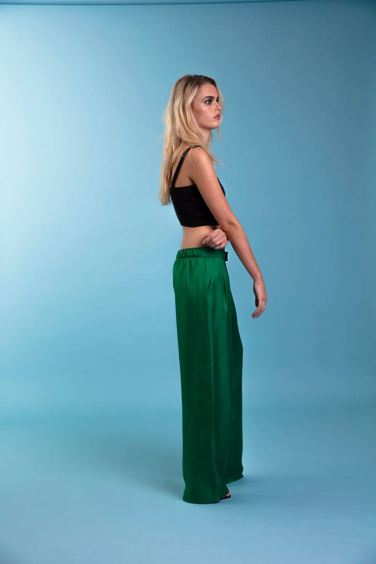 Salinas Silk Trouser Emerald Woman