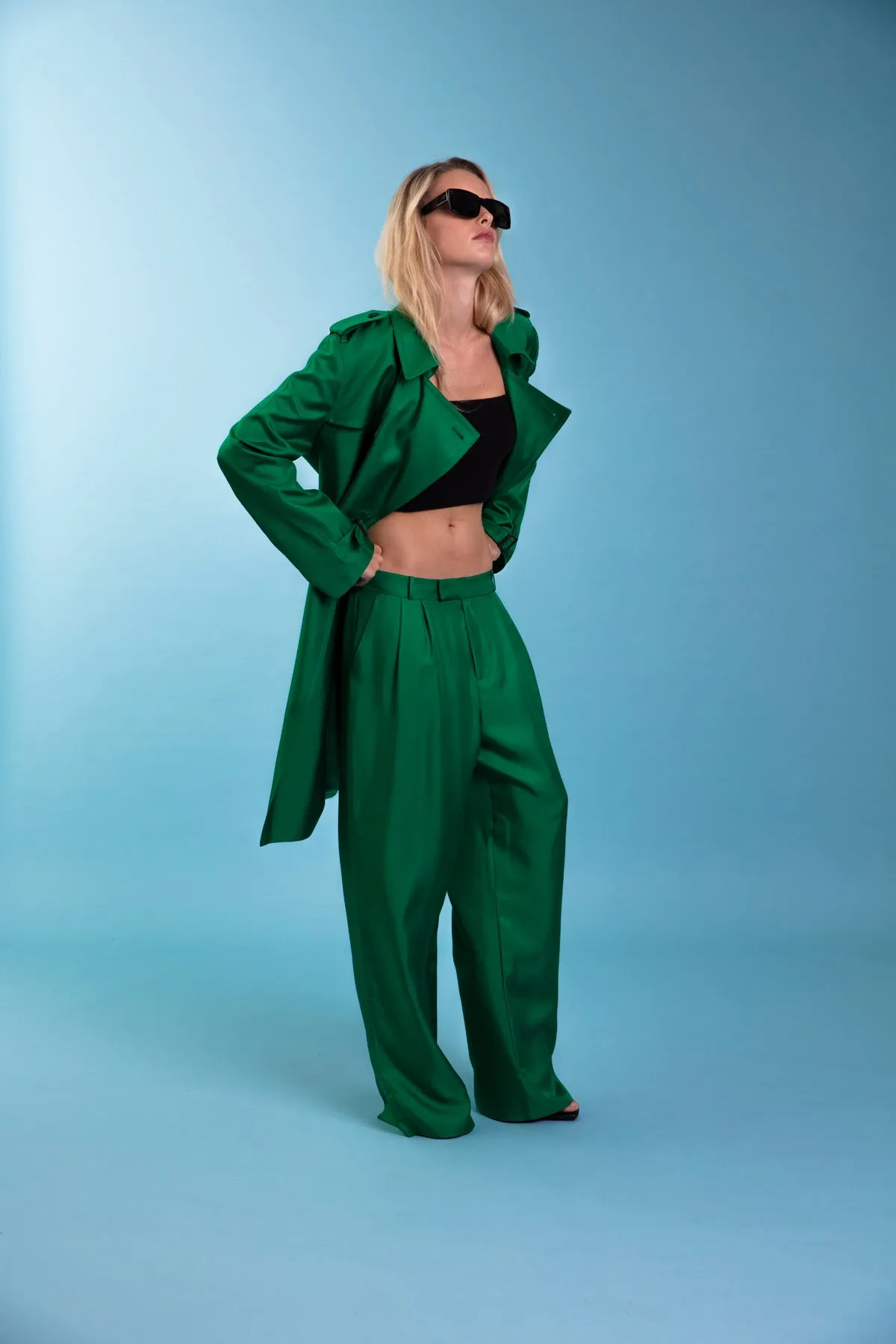 Salinas Silk Trouser Emerald Woman