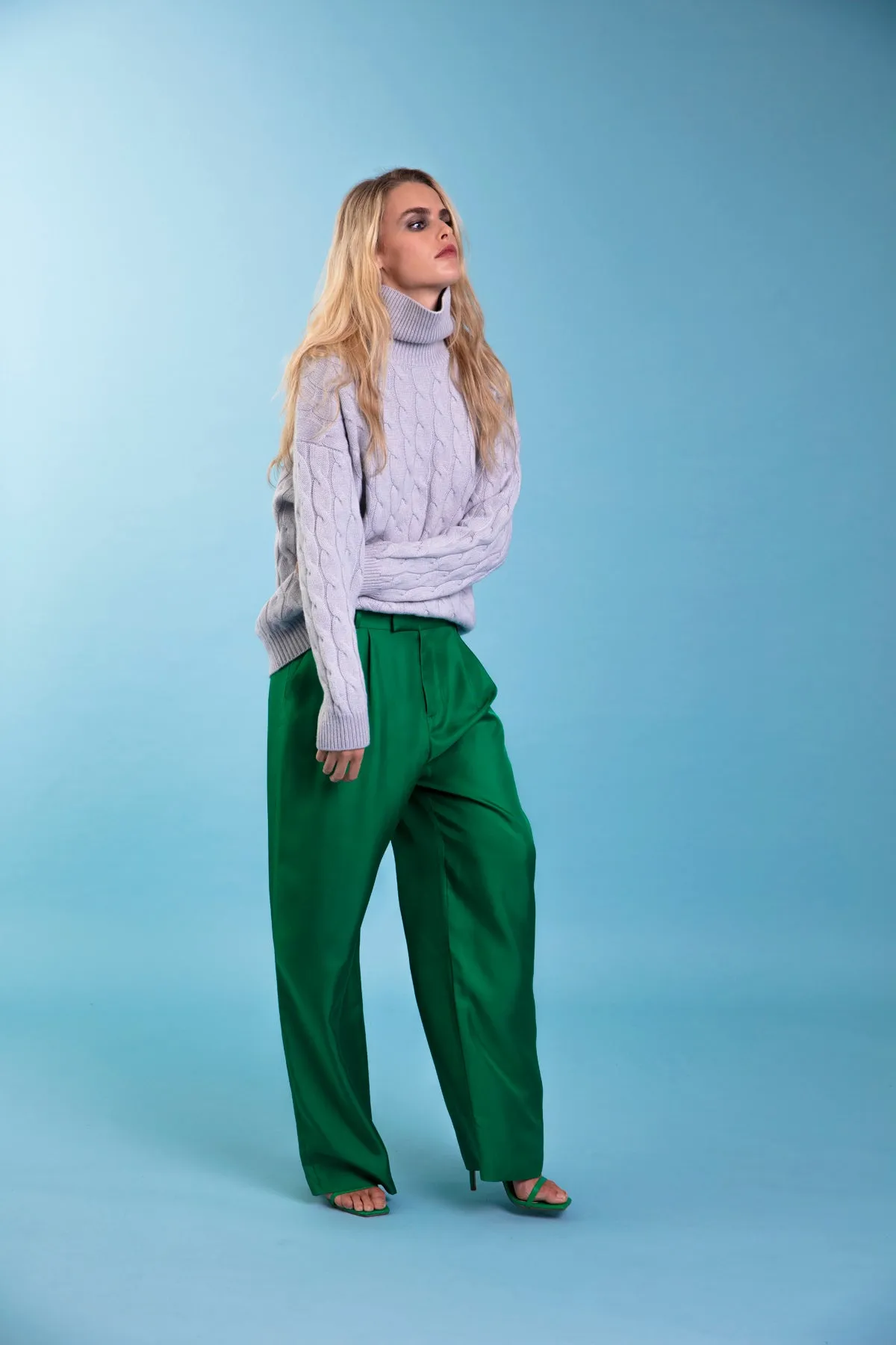 Salinas Silk Trouser Emerald Woman