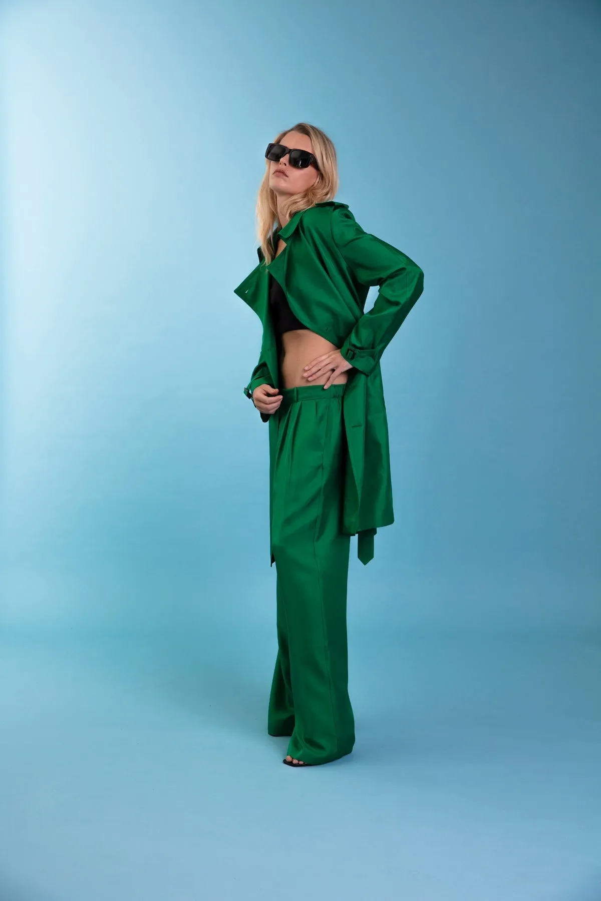 Salinas Silk Trouser Emerald Woman