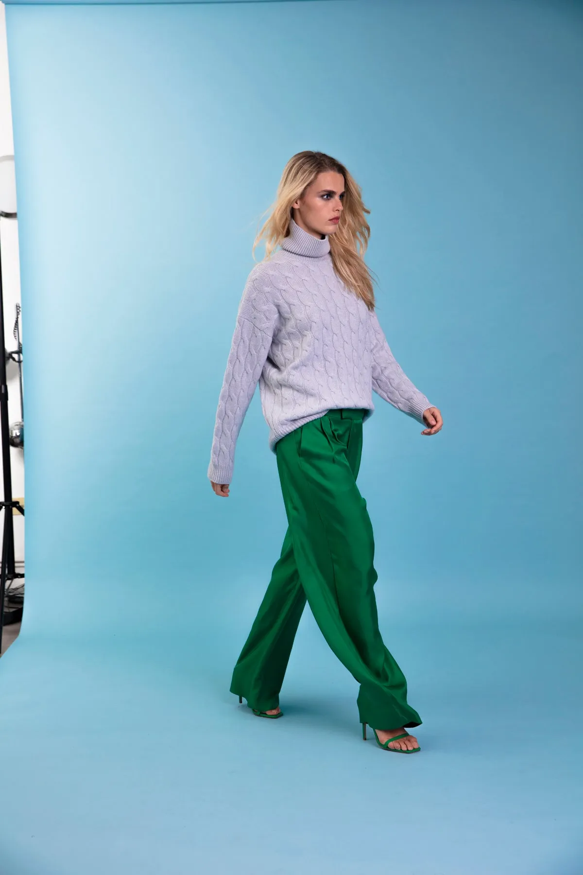 Salinas Silk Trouser Emerald Woman