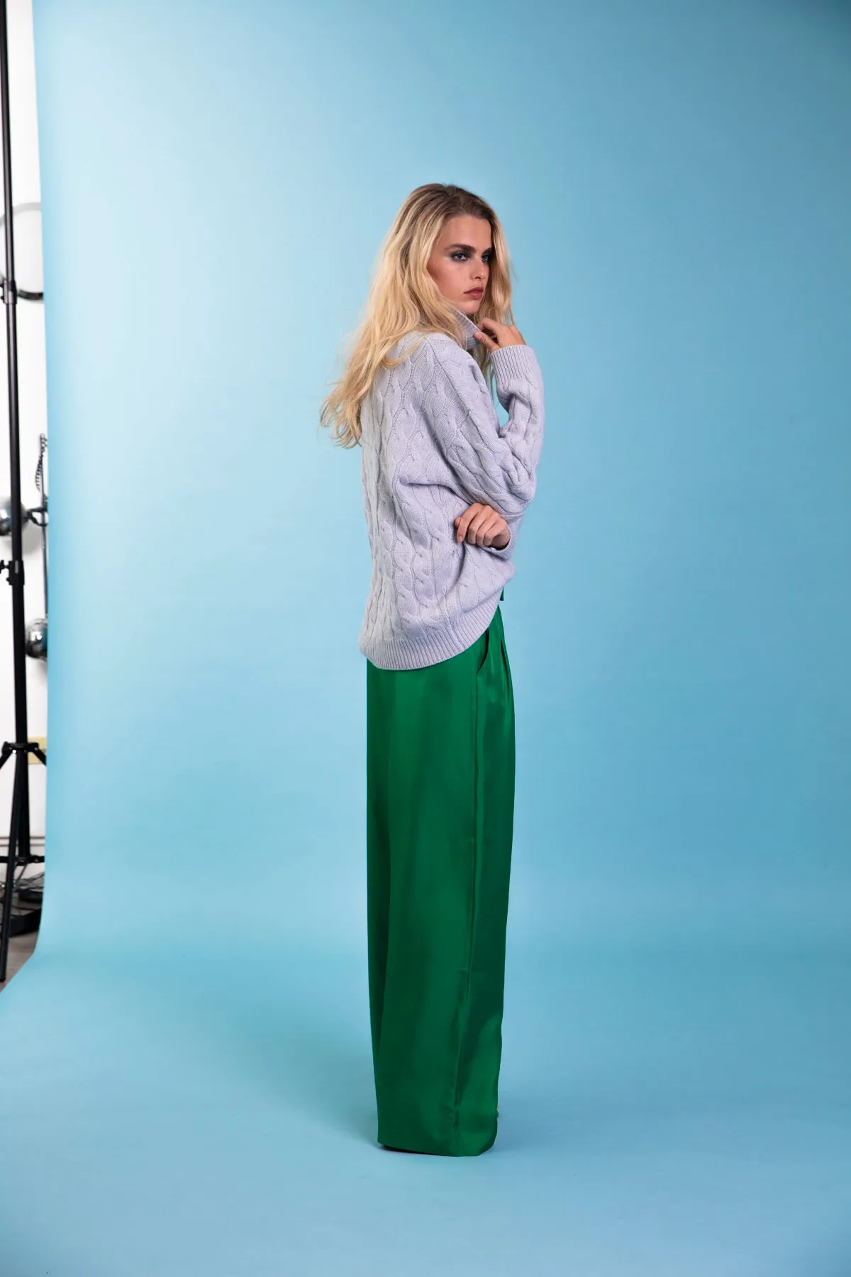 Salinas Silk Trouser Emerald Woman