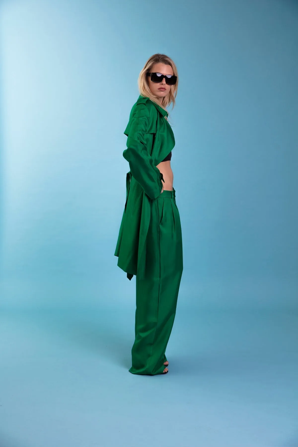 Salinas Silk Trouser Emerald Woman