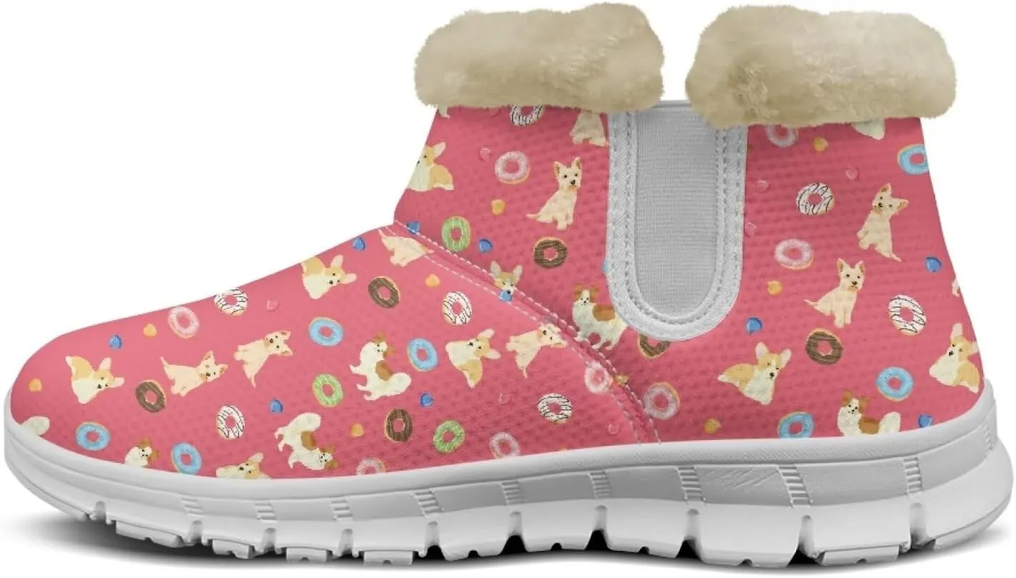 Snow Boots for Womens Non-Slip Comfortable Booties Waterproof Fleece Ankle Boots Mid Boot Flat Heel Fashion Bootie