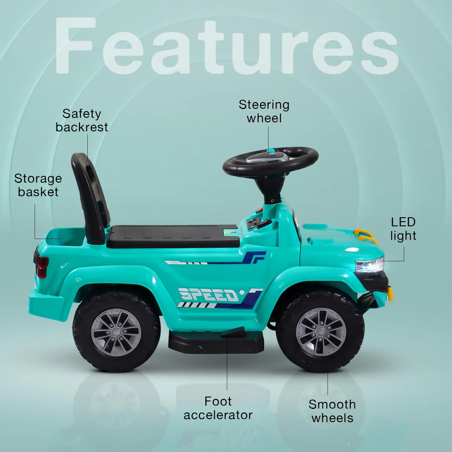 Speedy Pro Rechargeable Battery Operated Jeep for Kids with Music & LED Light