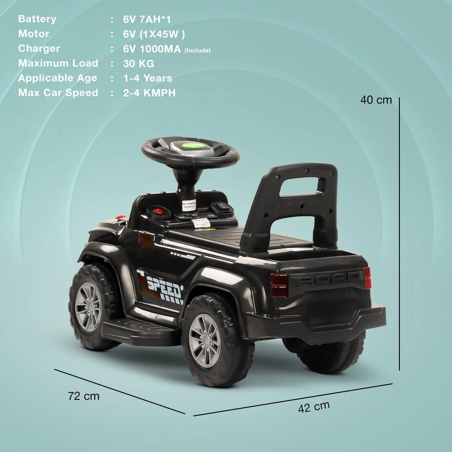 Speedy Pro Rechargeable Battery Operated Jeep for Kids with Music & LED Light