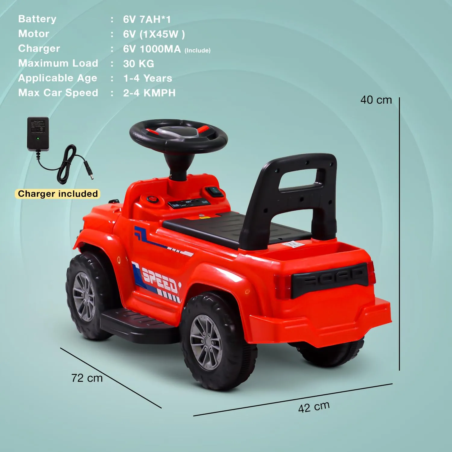 Speedy Pro Rechargeable Battery Operated Jeep for Kids with Music & LED Light