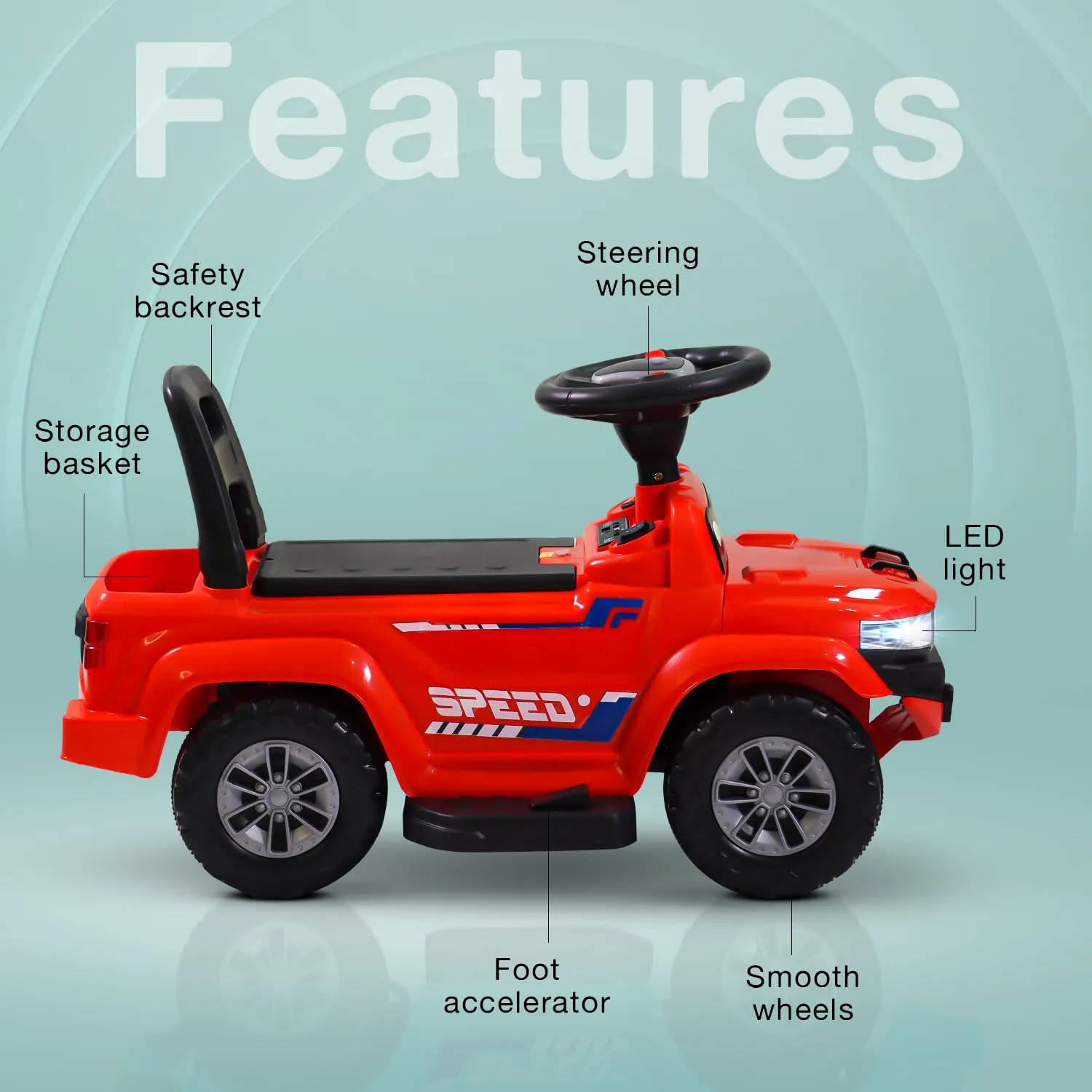 Speedy Pro Rechargeable Battery Operated Jeep for Kids with Music & LED Light