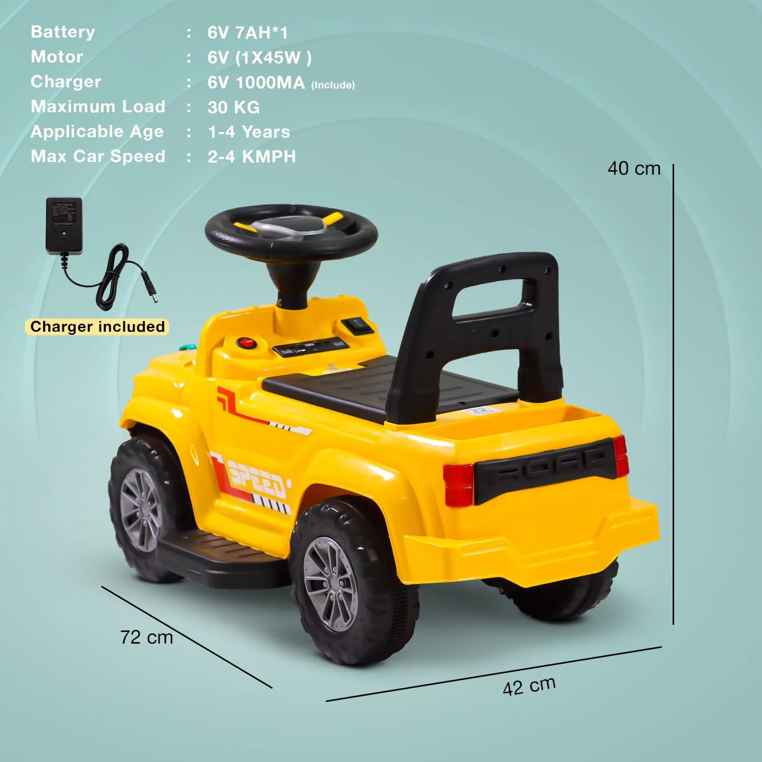 Speedy Pro Rechargeable Battery Operated Jeep for Kids with Music & LED Light