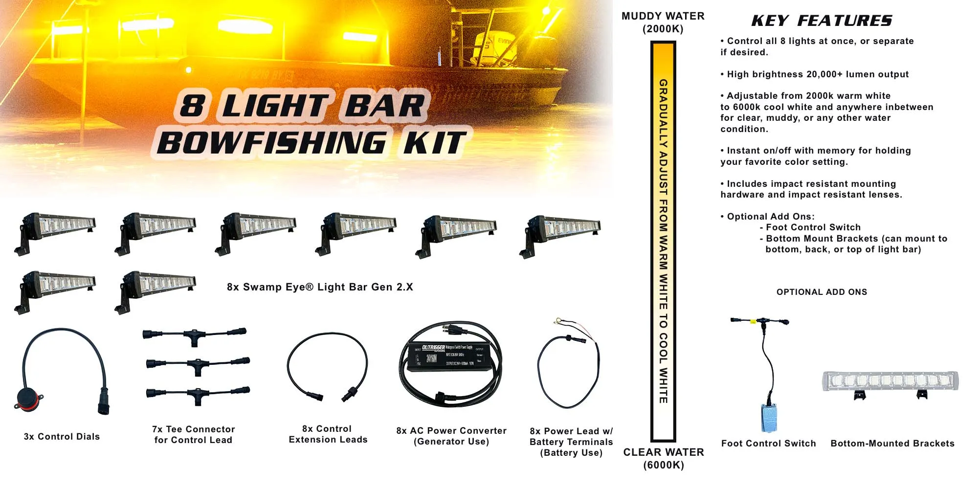 Swamp Eye® Light Bar Gen2.X Bowfishing Light Kit