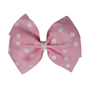 Sweetheart Hair Bow - Spots Light Pink with White