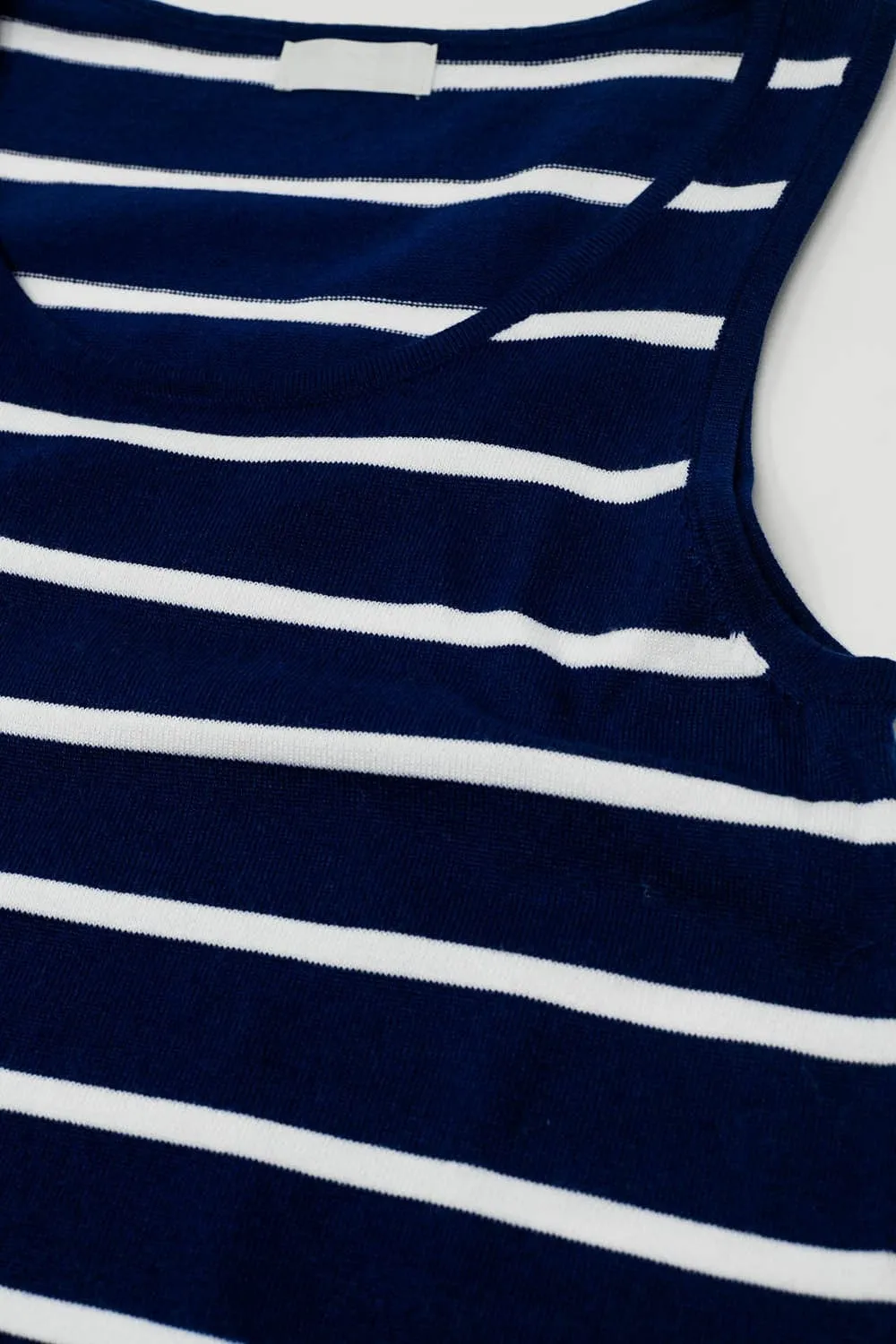 Tank Maxi Dress With Scoop Neck In Navy With White Stripes