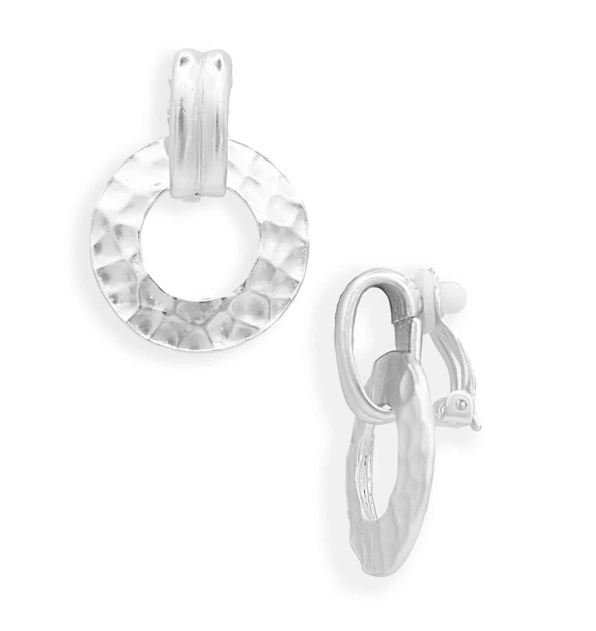Two Tones Doorknocker Clip Earrings