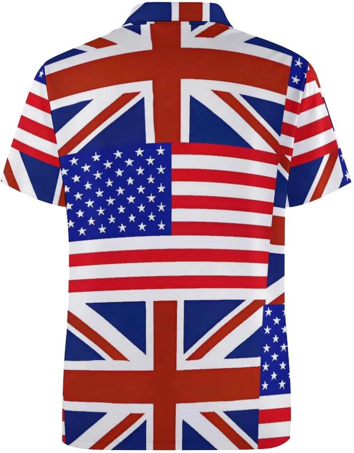U.S. & UK Flag Mens Straight Short Sleeve Polo Shirts Sports Golf Tennis T-Shirt Quick Dry Long Top