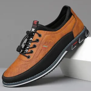 VeteMax - Heren Sportieve Sneakers van Imitatieleer met Contrasterende Panelen, Elastische Veters, Comfortabele Zool