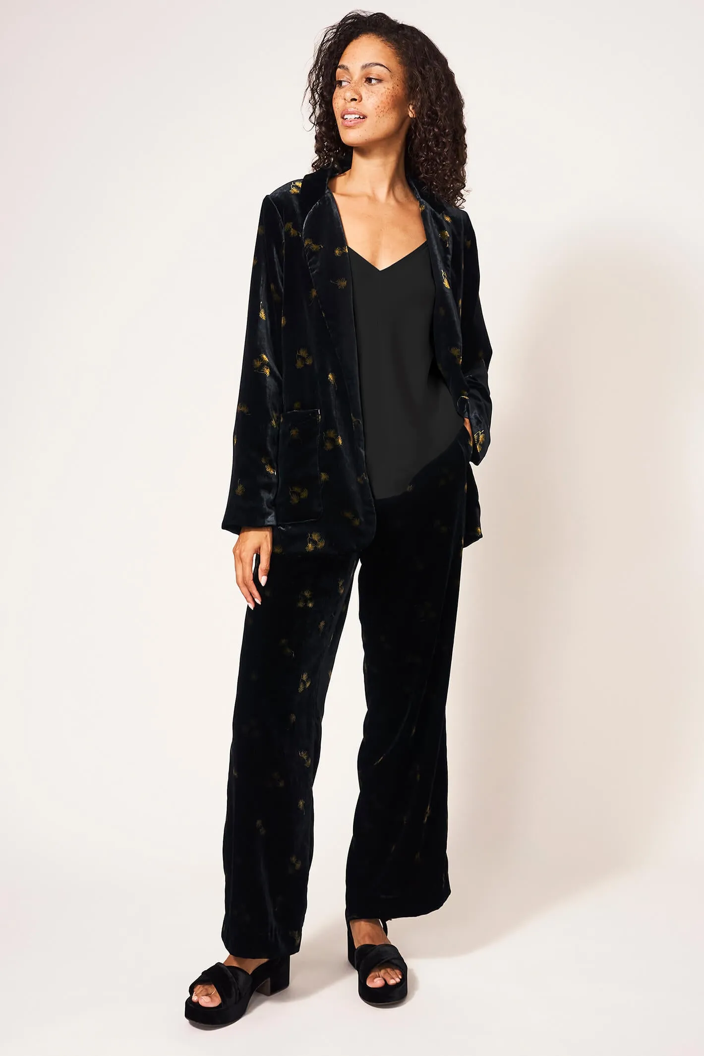 White Stuff 437409 Belle Grey Multi Velvet Trouser
