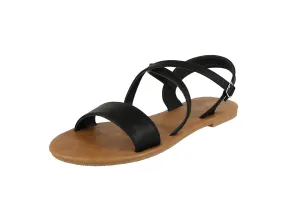 WOMAN'S SHOES BLACK PU LEATHER SANDALS FOSTER-3