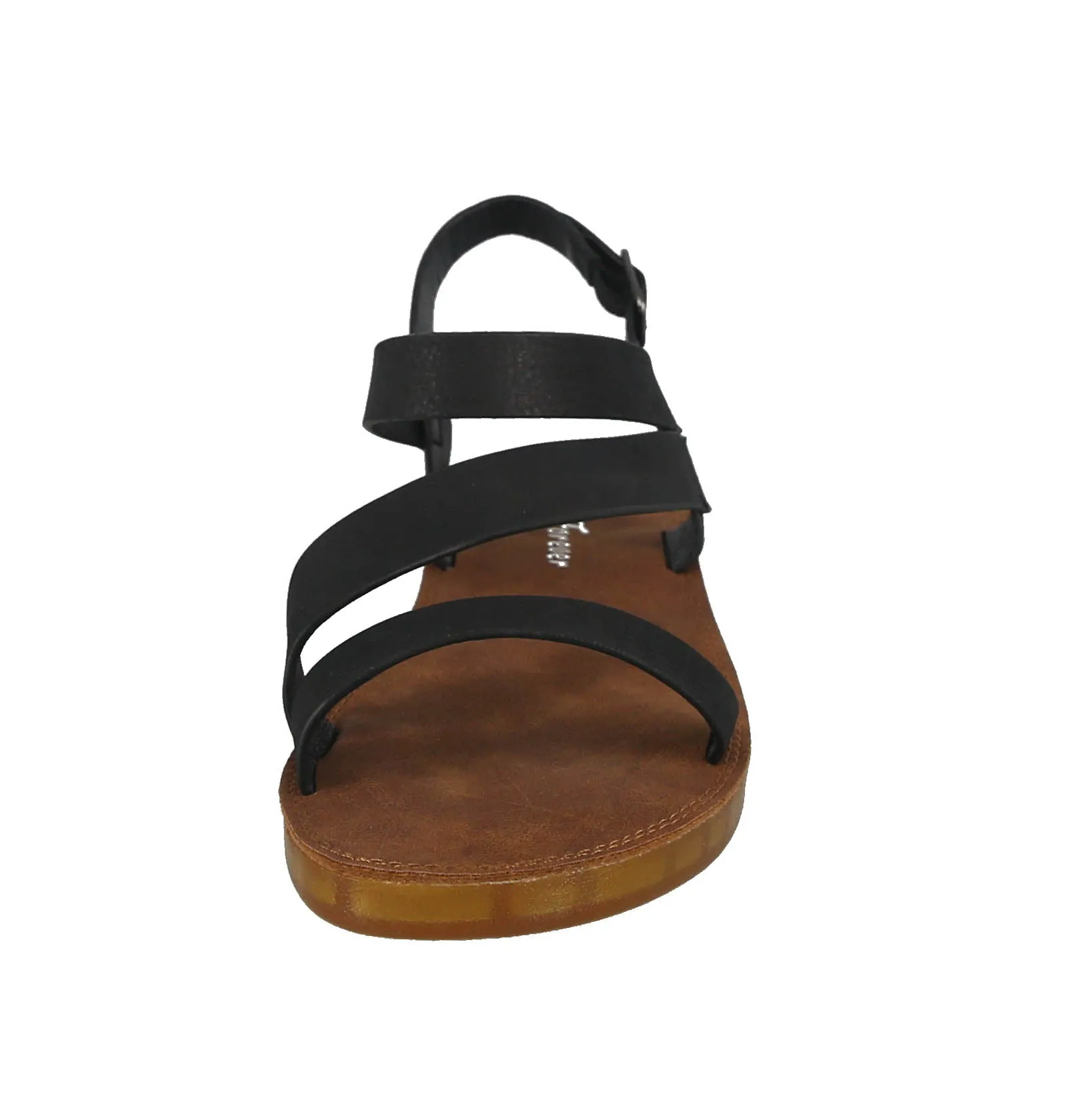 WOMAN'S SHOES BLACK PU LEATHER SANDALS RECORD-44