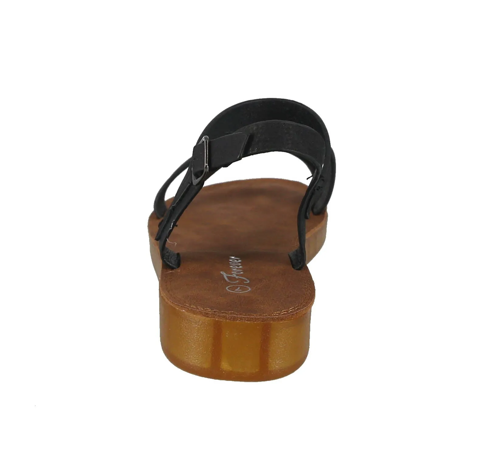 WOMAN'S SHOES BLACK PU LEATHER SANDALS RECORD-44
