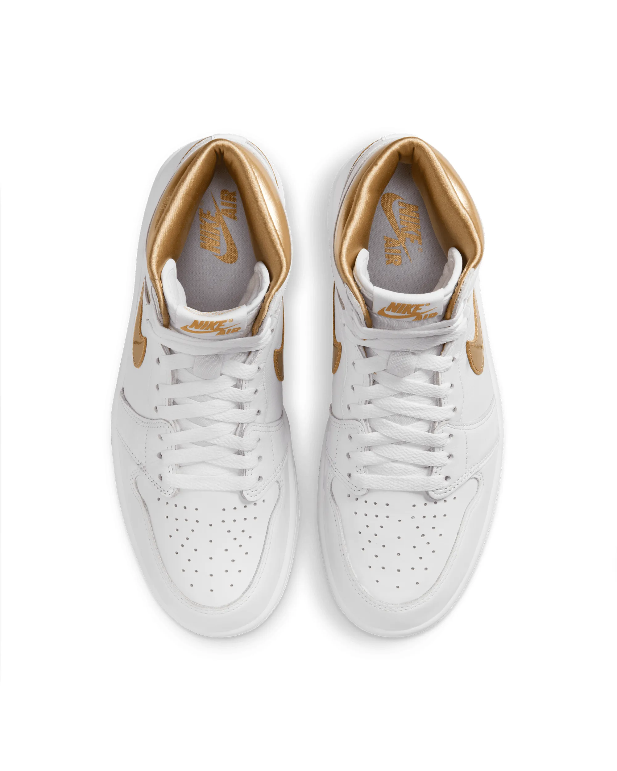 Womens Air Jordan 1 Retro Hi OG - White / Metallic Gold / Gum Light Brown