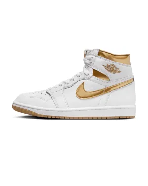 Womens Air Jordan 1 Retro Hi OG - White / Metallic Gold / Gum Light Brown