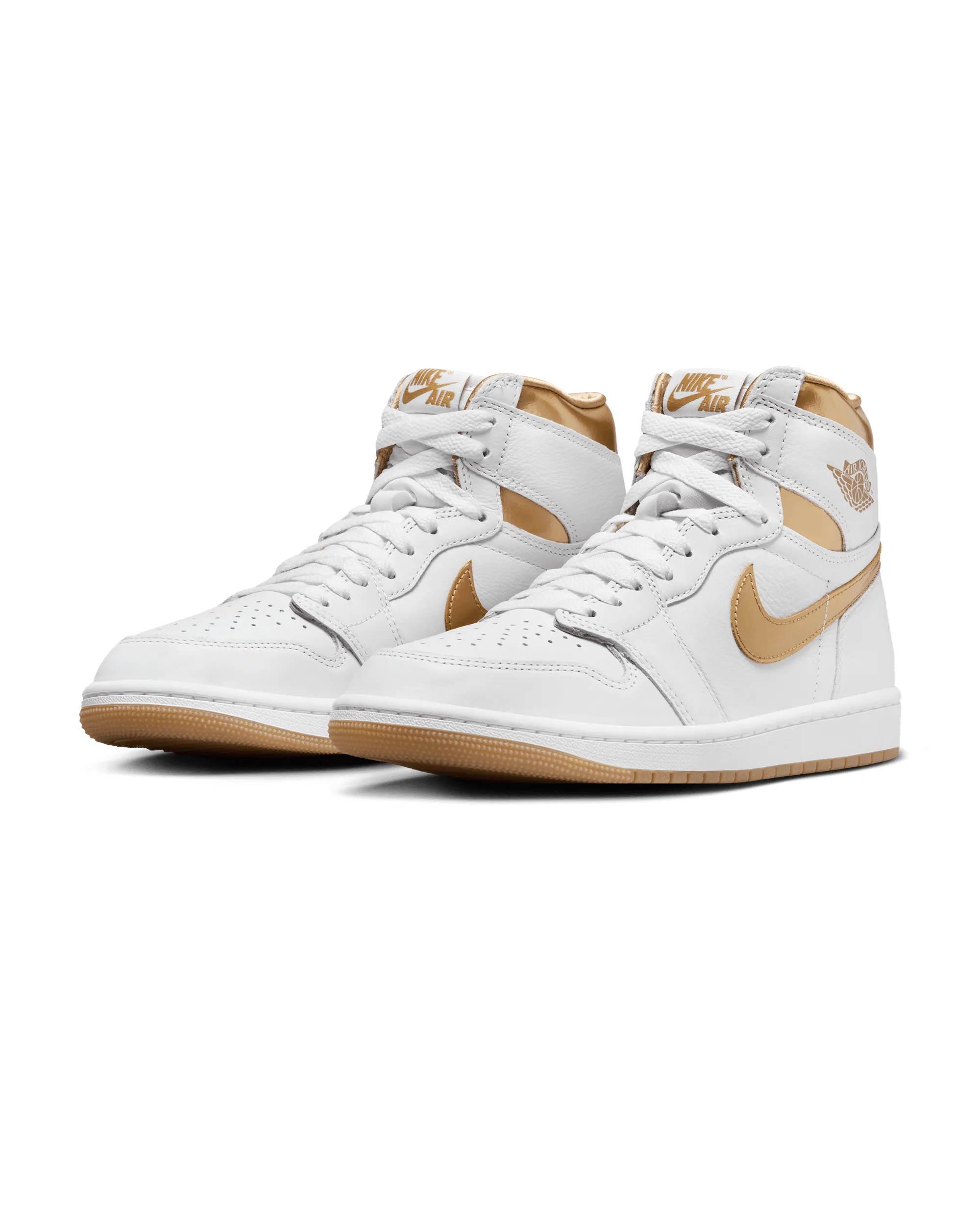 Womens Air Jordan 1 Retro Hi OG - White / Metallic Gold / Gum Light Brown