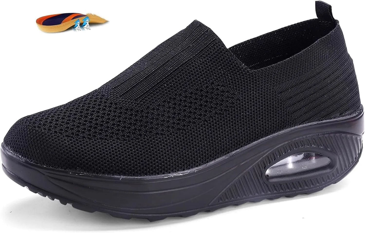 Women's Orthopedic Mesh Air Cushion Walking Shoes Slip-on Platform Casual Wedge Rocker Sneakers Light Breathable Arch Support Diabetic Nursing Nurse
