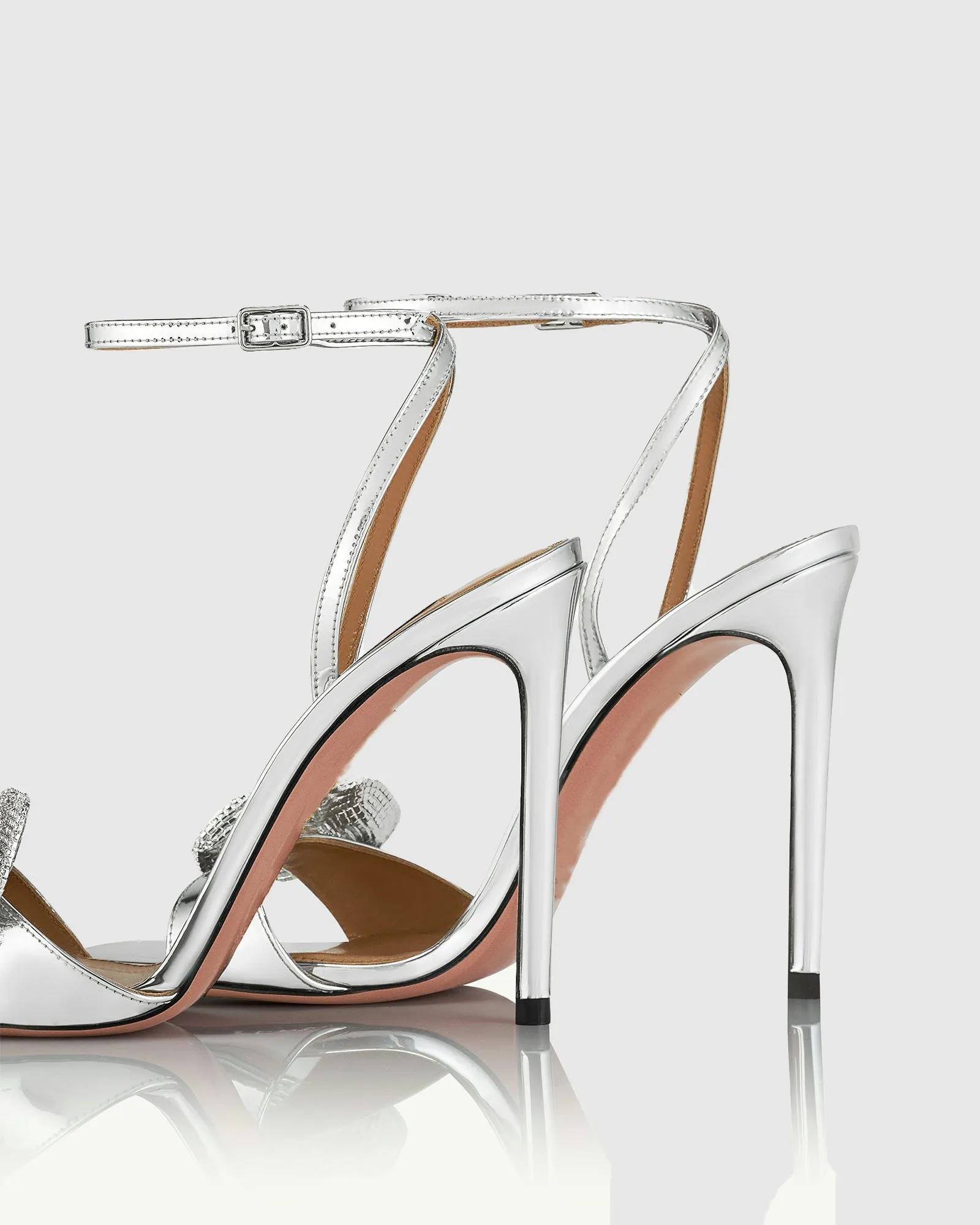 Yale Rhinestone Orchid Strap Sandals In Silver
